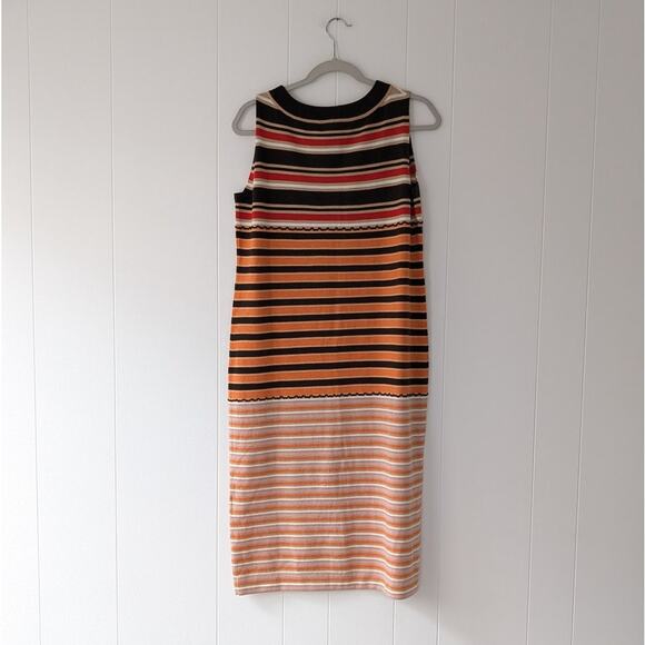MARNI UNIQLO Brown Merino Wool Blend Striped Sleeveless Knit Midi Dress, size M - Picture 2 of 7
